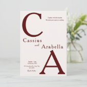 Burgund Bliss: Version 2 Einladung zum Hochzeitsfe (Stehend Vorderseite)