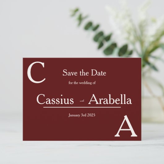 Burgund Bliss: Version 2 Save the Date (Stehend Vorderseite)