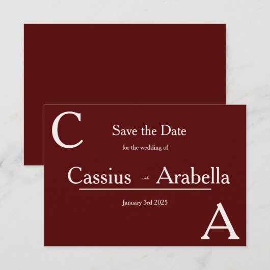 Burgund Bliss: Version 2 Save the Date (Vorne/Hinten)