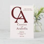 Burgund Bliss: Version 3 Einladung zum Hochzeitsfe (Stehend Vorderseite)