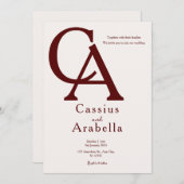 Burgund Bliss: Version 3 Einladung zum Hochzeitsfe (Vorne/Hinten)