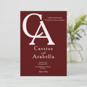 Burgund Bliss: Version 4 Einladung zur Hochzeit (Stehend Vorderseite)