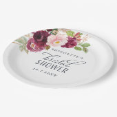 Burgund Bloom Floral Brautparty Teller (Schrägansicht)