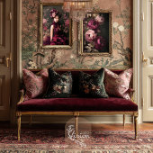 Burgund Blooms, Dunkle Moody, Peony Floral Seidenpapier