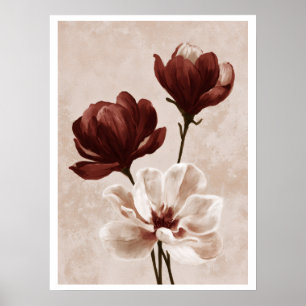 Burgund Blossom Malerische Florale Kunstposter Poster