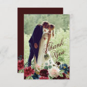 Burgund & Blue English Blume Hochzeit Vielen Dank (Vorne/Hinten)