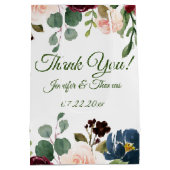 Burgund/Blue English Garden Blume Hochzeit Mittlere Geschenktüte (Rückseite)