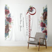 Burgund Blue Floral Quinceanera Foto Hintergrund Wandteppich (Beispiel (Horizontal))