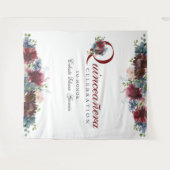 Burgund Blue Floral Quinceanera Foto Hintergrund Wandteppich (Vorderseite (Horizontal))