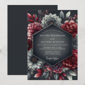 Burgund Blühende Hell-Dunkel-Hochzeit Einladung (Vorne/Hinten)