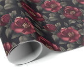 Burgund-Blume auf schwarz Geschenkpapier (Rolleneckpunkt)