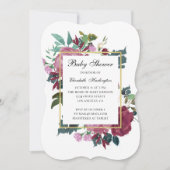 Burgund Blume Babydusche. Maroon-Einladung Einladung (Vorderseite)
