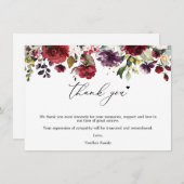 Burgund Blume, Beerdigung Dankeschön Karte (Vorne/Hinten)