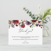 Burgund Blume, Beerdigung Dankeschön Karte (Stehend Vorderseite)