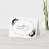 Burgund-Blume, Blume der Marine, Brautparty Dankeskarte (Vorderseite)