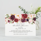Burgund Blume Braun Dusche Einladung (Stehend Vorderseite)