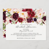 Burgund Blume Braun Dusche Einladung (Vorne/Hinten)