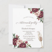 Burgund-Blume, Champagner-Glass-Rente Einladung (Vorderseite)