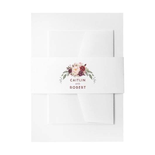 Burgund Blume Elegant Einladungsbanderole (Vorderseite Beispiel)