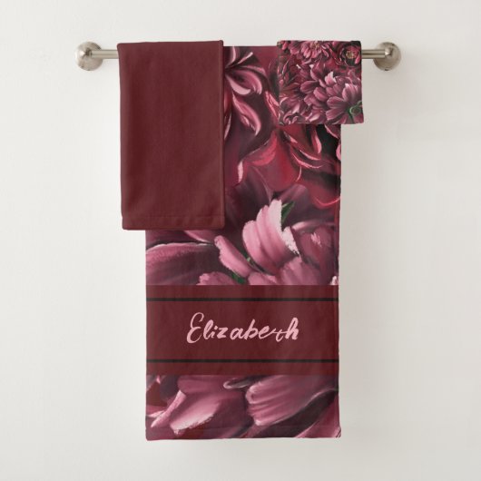 Burgund Blume Elegante Badhandtuch Set (Insitu)