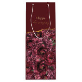 Burgund Blume Elegante mit Goldakzent Geschenktüte Für Weinflaschen (Rückseite)
