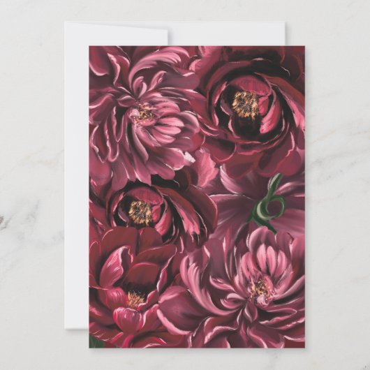 Burgund Blume Elegante mit Goldakzenten Hochzeit Einladung (Rückseite)