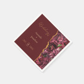 Burgund Blume Elegante mit Goldakzenten Hochzeit Serviette (Ecke)