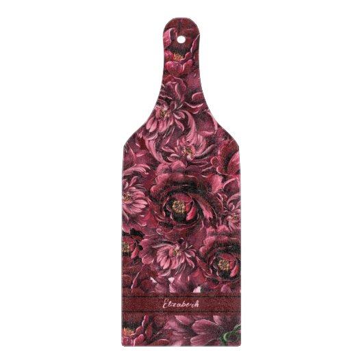 Burgund Blume Elegante Schneidebrett (Vorderseite)