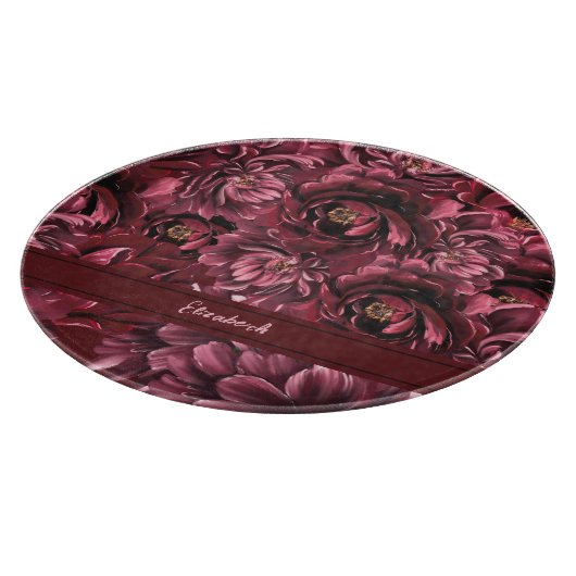 Burgund Blume Elegante Schneidebrett (Ecke)