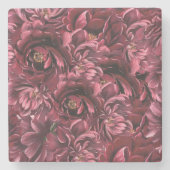 Burgund Blume Elegante Steinuntersetzer (Vorderseite)
