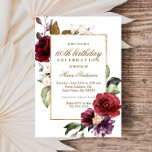 Burgund Blume Goldene Grenze 60. Geburtstagsparty Einladung<br><div class="desc">Burgund Blume Gold Border 60. Geburtstagsparty Einladung Siehe Matching Kollektion in Nische und Nest Store</div>