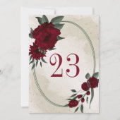 Burgund Blume grün geometrische Tischnummer (Vorderseite)