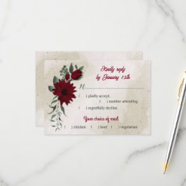 Burgund Blume Grüne Mahlzeit Wahl Hochzeit RSVP Karte