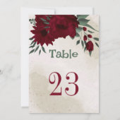 Burgund Blume Grünpflanzen Tischnummer (Rückseite)