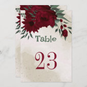 Burgund Blume Grünpflanzen Tischnummer (Vorne/Hinten)