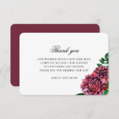 Burgund Blume Hochzeit danke. Maroon floral Dankeskarte (Vorne/Hinten)