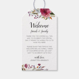 Burgund Blume Hochzeit im Herbst Begrüßungskorb Geschenkanhänger