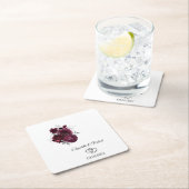 Burgund-Blume Hochzeit Rechteckiger Pappuntersetzer (Vor Ort)