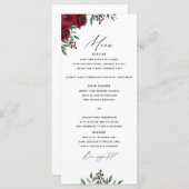 Burgund-Blume-Hochzeitmenü Menükarte (Vorne/Hinten)