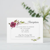 Burgund-Blume Hochzeitsempfang Einladung (Stehend Vorderseite)