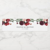 Burgund Blume Hochzeitwasserflasche Wasserflaschenetikett (Einzelnes Label)