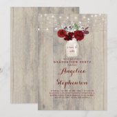 Burgund Blume Mason Jar Rustic Graduation Party Einladung (Vorne/Hinten)