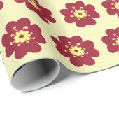 Burgund-Blume-Muster Geschenkpapier (Rolleneckpunkt)