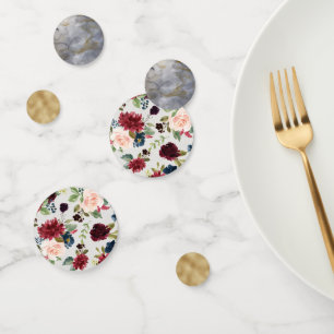 Burgund Blume Muster Imitate Gold und Marmor Party Konfetti
