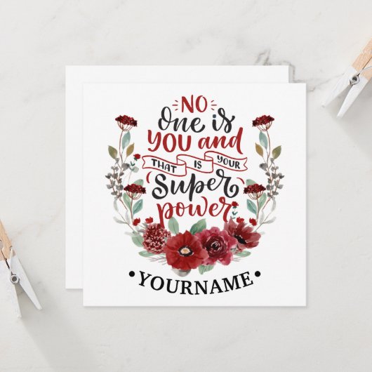 Burgund Blume niemand ist Sie und das ist Ihr Powe Einladung (Vorderseite/Rückseite Beispiel)