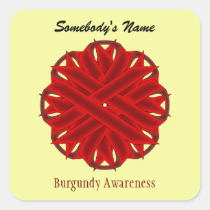 Burgund Blume Ribbon von Kenneth Yoncich Quadratischer Aufkleber