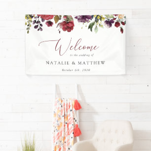 Burgund-Blume, rosa Blume, Begrüßung Banner
