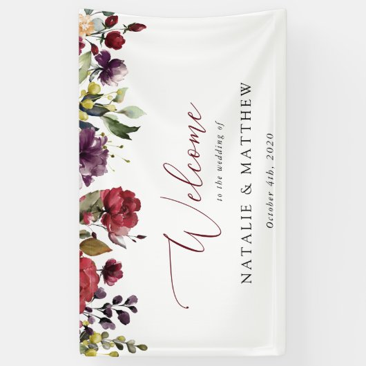 Burgund-Blume, rosa Blume, Begrüßung Banner (Vertikal)