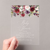 Burgund-Blume, rosa Blume, Boho, Babydusche Acryleinladungen (Insitu (Handheld))