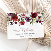 Burgund-Blume, rosa Blume, Boho, Babydusche Dankeskarte